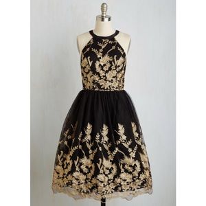 Chi Chi London Black Dress Sleeveless Dress w/Gold